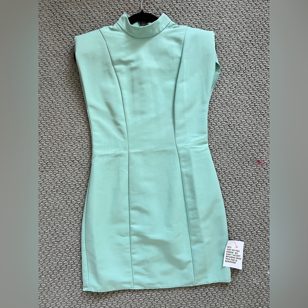 ASOS Mint Green Sleeveless Mini Dress with High Neckline